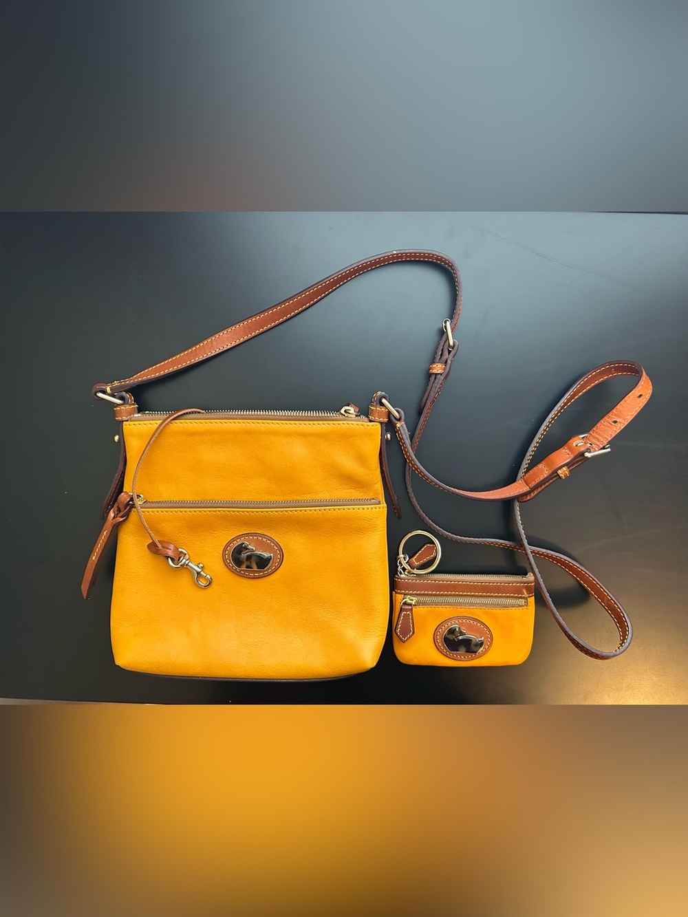 Dooney & Bourke Yellow Leather Crossbody with Coin Purse